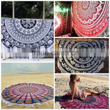 Indian Cotton Roundie Mandala Beach Throw Round Yoga Mat Table Cover Bohemian Tapestry Throw