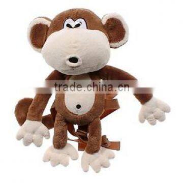 plush monkey backpack/custom plush animal shape bag