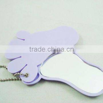 Foot shape pocket mirror with keychain