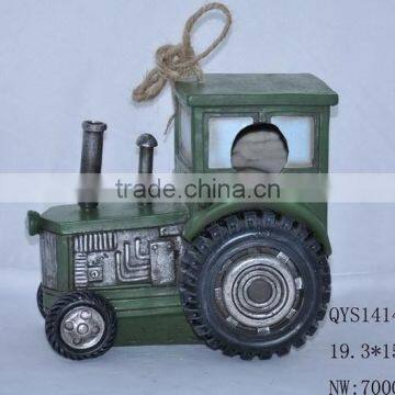 Polyresin green truck bird houses for garden decoration