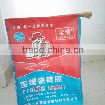 kraft paper bag with valve for tile glue packing 20kg