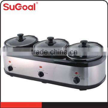 Electric Panel SS Body 3 in Line Industrial Slow Cooker photo-3