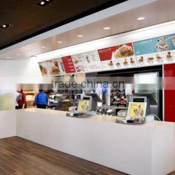 laminated quartz stone fast food counter design