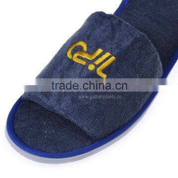 High Quality New Design Cotton Velour Open Toe Hotel Slipper