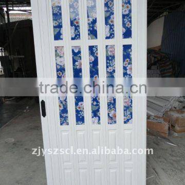 Flower glass water proof easy install pvc folding door