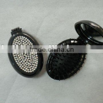 plastic makeup mirror with comb