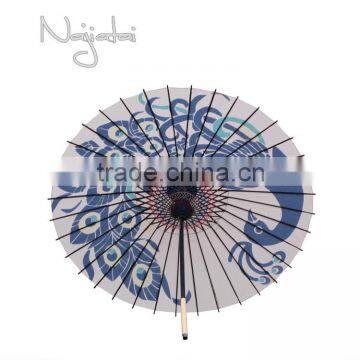 Peacock White Background Hand Painted Handmade Japanese Paper Umbrella Quality Choice photo-2