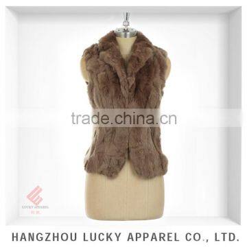 lady women fashion rex rabbit fur vest LK15071