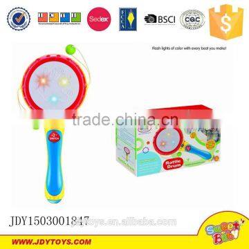 The lastest products battery operated rattle drum with flash lights of color