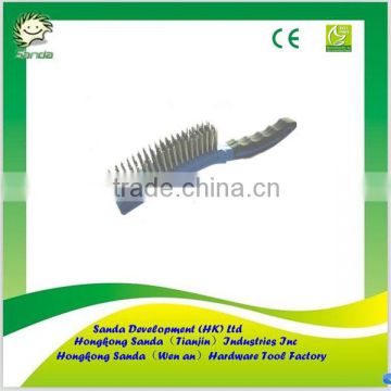 6*19 row Row Stainless Steel Wire Brush With Soft Grip and Scrape