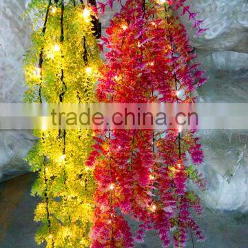 Latest Realistic Romantic LED Artificial Wisteria Vine artificial plastic ivy for Home Party Wedding Simulation Decor