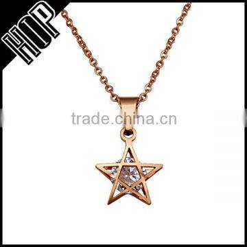 High Quality Stainless Steel Cubic Zirconia Star Necklace For Women