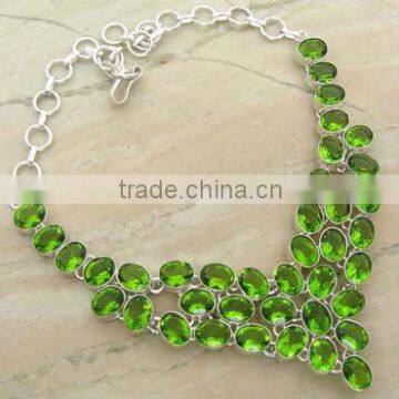 Silver Peridot Necklace & .925 Sterling Silver Necklace Jewelry Wholesale Jewellery