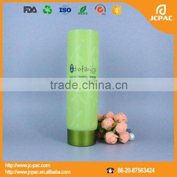 clear cosmetic plastic tube package for facial cleanser with metal screw cap