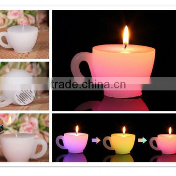 Mug Shape LED Color Changing Candle With Flame