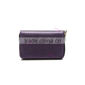 Elegant Style Women Wristlet Purse in Deep Purple Clutch Bags PU Leather Credit Card Wallet photo-3