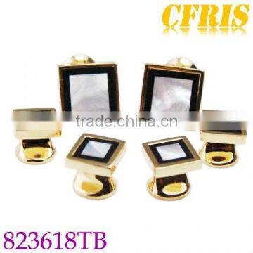 Fashion metal cufflink and studs set for men with gold plated