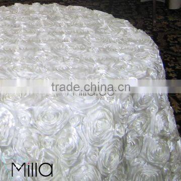 Satin Rosette Round Table Cloth for Wedding
