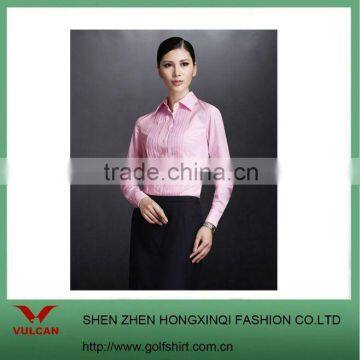 100% cotton ladies business wear pink long sleeve uniform shirt