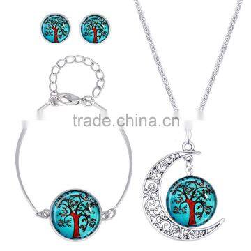 New Jewelry Bracelet Earrings Sets Glass Cabochon 3 Sets Necklace For selling