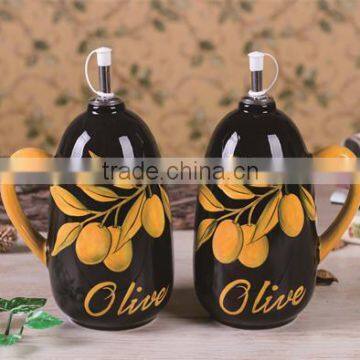 Pot Type Ceramic Material Kitchen Oil and Vinegar Cruet Set