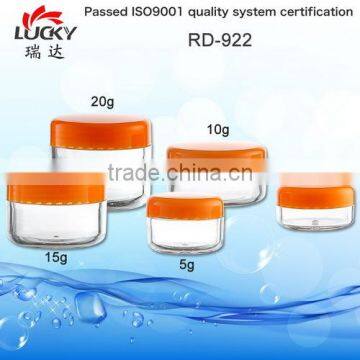 Plastic PS Jar 3g, 5g, 10g, 15g, 20g, for promotion, cosmetic jar