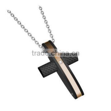 Fashion Stainless Steel Pendant Jewelry Carbon Fiber Blue Cross Pendant Simple Design photo-6