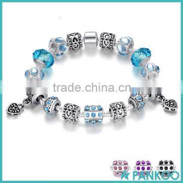 Hot Sell European Style 925 Silver Crystal Charm Bracelet for Women