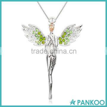 Fashion 925 sterling Silver jewelry Charming flower fairy Necklace, Multiple colors CZ Diamond Angel Necklace