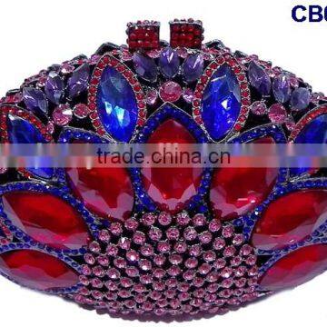 CB0134-3 royal blue with red purse handbags fashion design clutch crystal evening clutch rhinstone Party purse