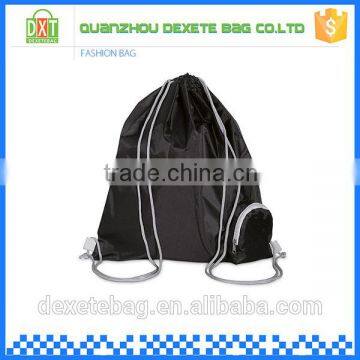 Custom good polyester sport black large drawstring bags wholesale
