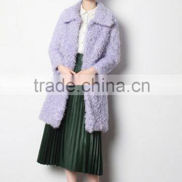 Wholesale Long Style Kalgan Sheepskin Fur Coat for Fashion Women