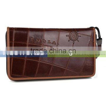 Women's real genuine leather wristlet wallet smartphone pouch large capacity with 12 card slots