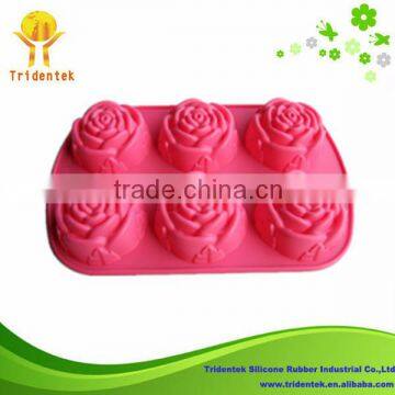 Eco-friendly Kitchen Ware Festival Lego Minifigures Silicone Rose Shape Cake Mold