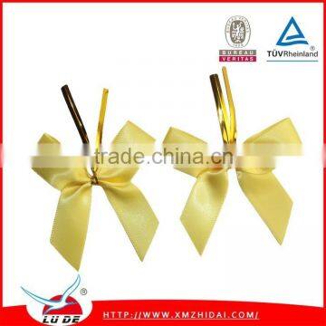 2015 Handmade color satin ribbon bows with twister tie /gift ribbon bow