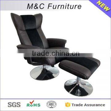 New design modern soft height adjustable black leisure chair with ottoman footrest