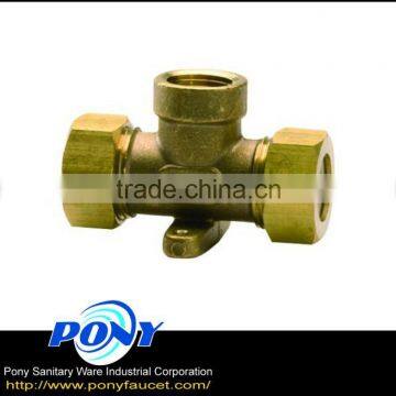 High Quality Taiwan made 3 way copper brass tee connector pipe fitting