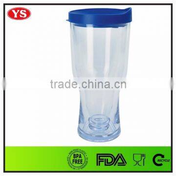 Bpa Free Double Wall 14 oz Beer Drinking Cup With Pink Lid