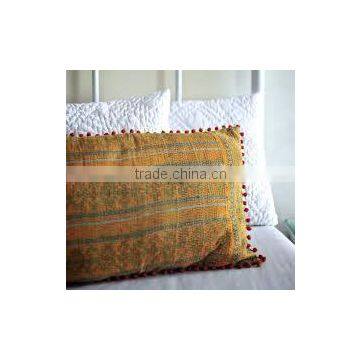 Large Size Beautiful Pillow Case Vintage Sari Handmade Kantha Work Pillow Cover Ethnic Decor Cushion Cover