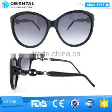 Hook-ups temple with Golden round mental Ornament acetate sunglasses