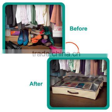 Hot Selling Foldable Nonwoven PVC Clear Under Bed Shoe Storage Box
