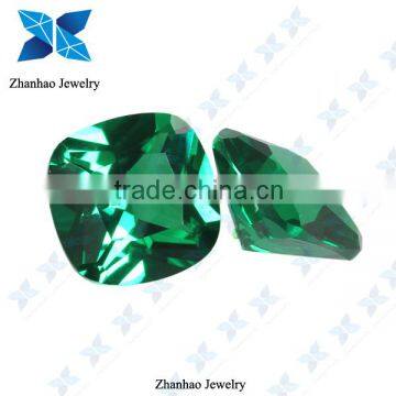 synthetic cushion cut green spinel bead