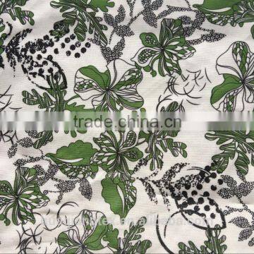 simple green floral print polyester cotton blend fabric for handbag lining