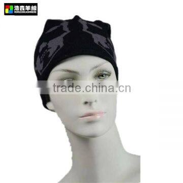 Fashion Black Cashmere Women Winter Hat, Wool Knitted Hat