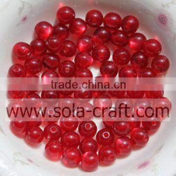 Red 8MM Natural quartz gemstone Chunky Jewelry Resin Bubblegum Ball Necklace Wholesale Crystal Loose Bead