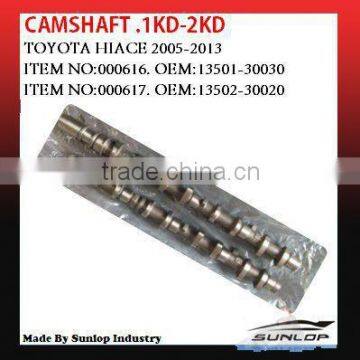 toyota hiace car spare parts camshaft 1KD-2KD #000616 #000617 new camshaft 1KD-2KD for hiace 2005 up,hiace 200,commuter,quantum,