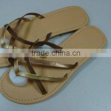 latest ladies fashion flat slipper sandals with weave upper