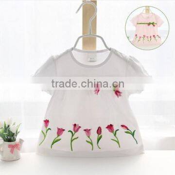 Hot-selling Girls exquisite embroidery shirts short sleeve blouse