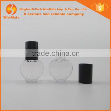 With Black Cap Cosmetic Empty Plactic Heart Shape Nail Polish bottle