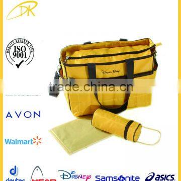 Fashion Yellow Quilted Travel Baby diaper bag, Diaper Tote bag